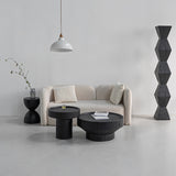 Traditional Japanese Wabi-Sabi Wood End Table with Geometric Design - Living Room Accent