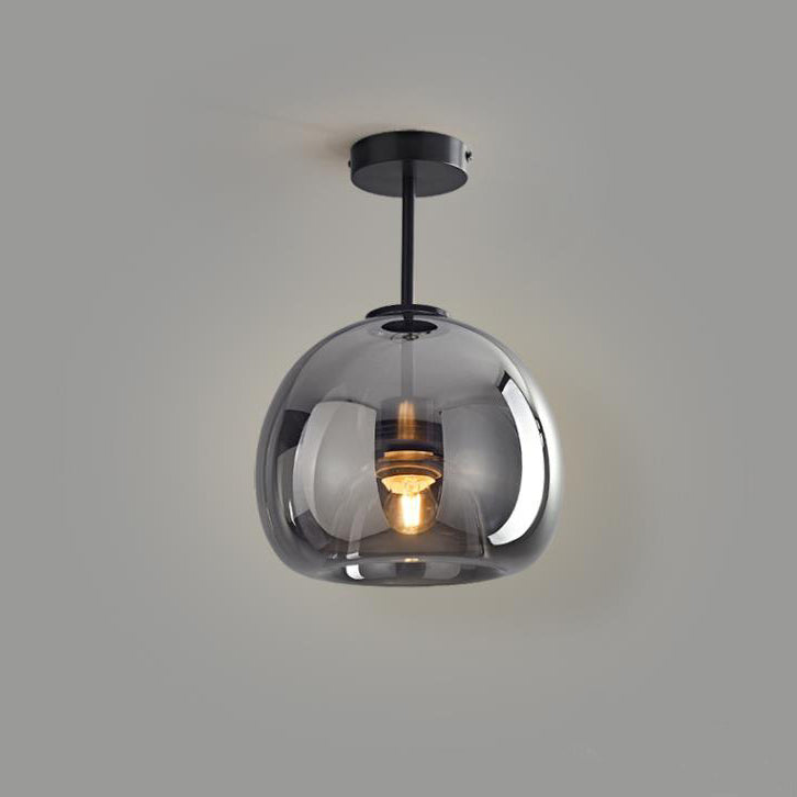 Elegant Nordic Luxury Round Glass Ball 1-Light Semi-Flush Mount Ceiling Light