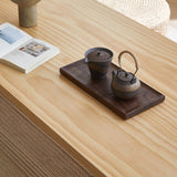 Traditional Japanese Rectangular Solid Wood Coffee Table with Four Sturdy Legs for the Living Room