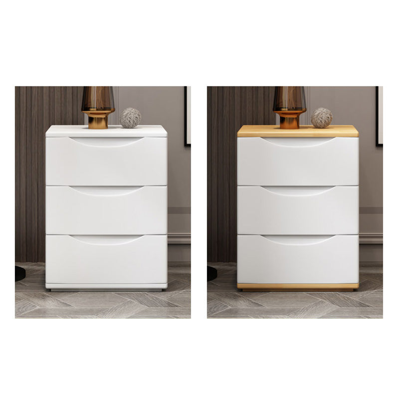 Traditional Japanese-Style Rectangular Nightstand with Rubber Wood & Metal – 2/3-Drawer Bedside Table