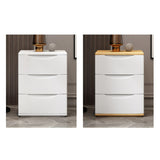 Traditional Japanese-Style Rectangular Nightstand with Rubber Wood & Metal – 2/3-Drawer Bedside Table