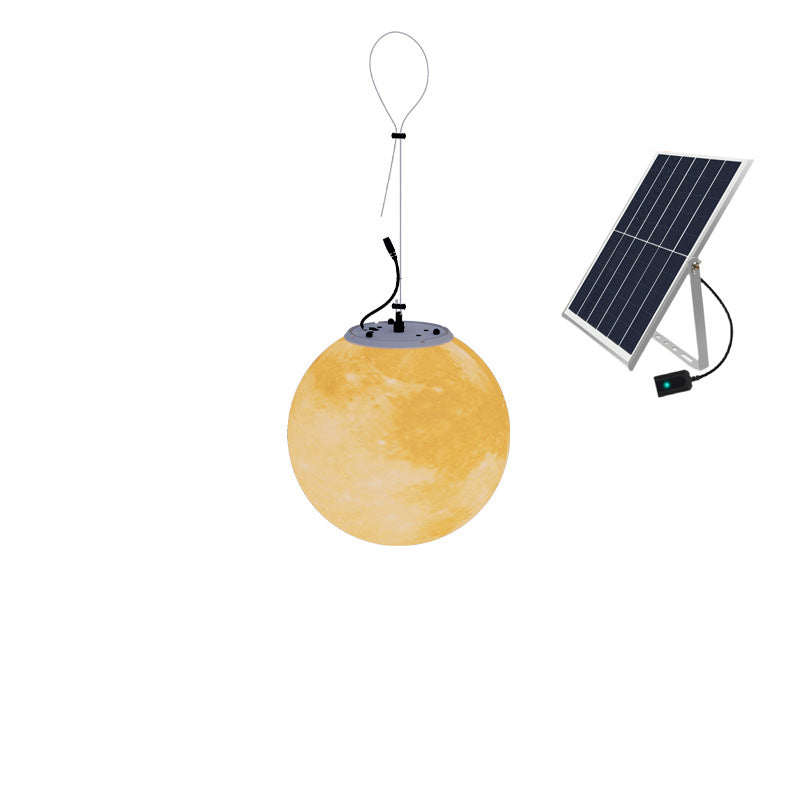 Nordic Contemporary Solar Moon LED Pendant Light – Waterproof Round PE Resin Outdoor Patio Lighting