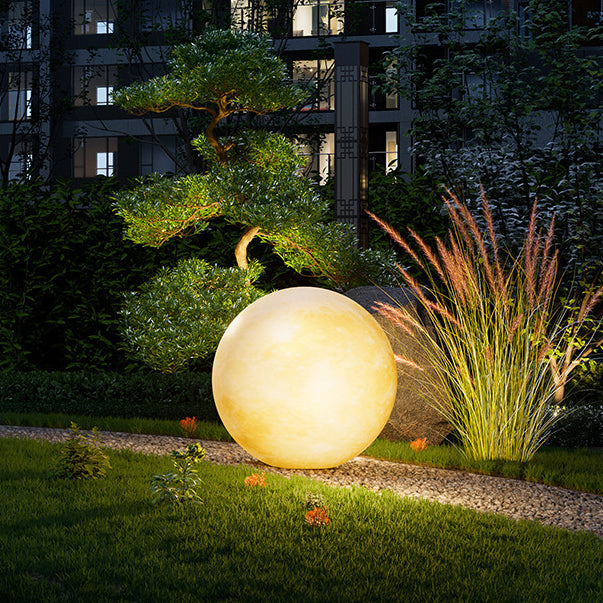 Nordic Contemporary Solar Moon LED Pendant Light – Waterproof Round PE Resin Outdoor Patio Lighting