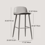 Sleek Modern Minimalist Rectangular Carbon Steel Bar Stool with Plastic Backrest for Dining Room