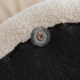 Modern Minimalist Mushroom-Cylinder Vanity Stool with Lambswool Upholstery and Wood Base for Bedroom