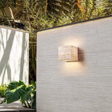 Yellow Travertine LED Wall Sconce – Modern Minimalist, Square-Rectangular Design for Outdoor Patio