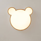 Nordic Wood Bear-Shaped LED Flush Mount Ceiling Light for Kids