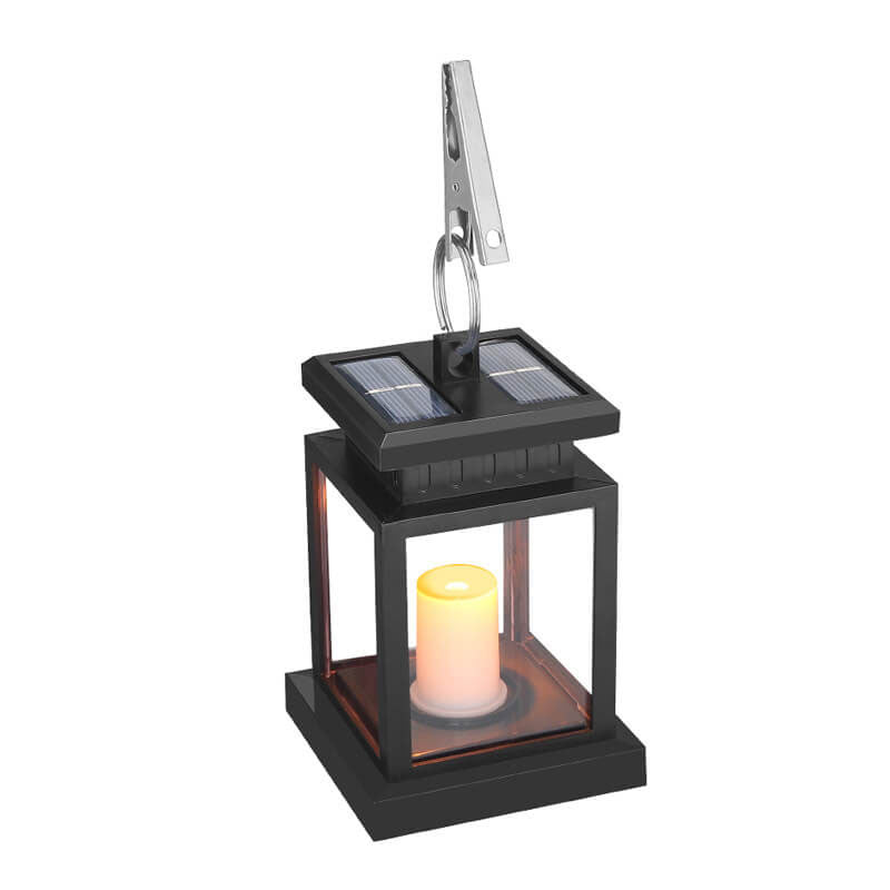 Solar-Powered Vintage Candle Lantern with LED — Outdoor Hanging Light