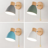 Modern Minimalist 1-Light Wall Sconce Lamp in Solid Macaron Color with Iron & Wood Finish