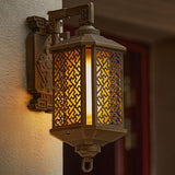 Traditional Chinese Pagoda-Style Brushed Aluminum 1-Light Wall Sconce for Outdoor Patio