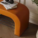 Modern Minimalist Long Rectangular Storage Bench with Lambswool PU Leather and Iron Frame – 1 Shelf, Ideal for Entryways