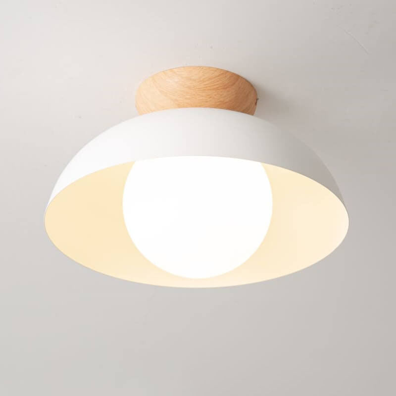 Sleek Modern Wrought Iron Log-Bowl-Shaped 1-Light Semi-Flush Mount Ceiling Light
