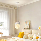 Modern Resin Rabbit Moon 1-Light Pendant Light for Kids' Rooms & Living Rooms