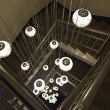 Luxurious Crystal Orb Staircase Chandelier with LED Ball Shade - Modern Loft Lighting