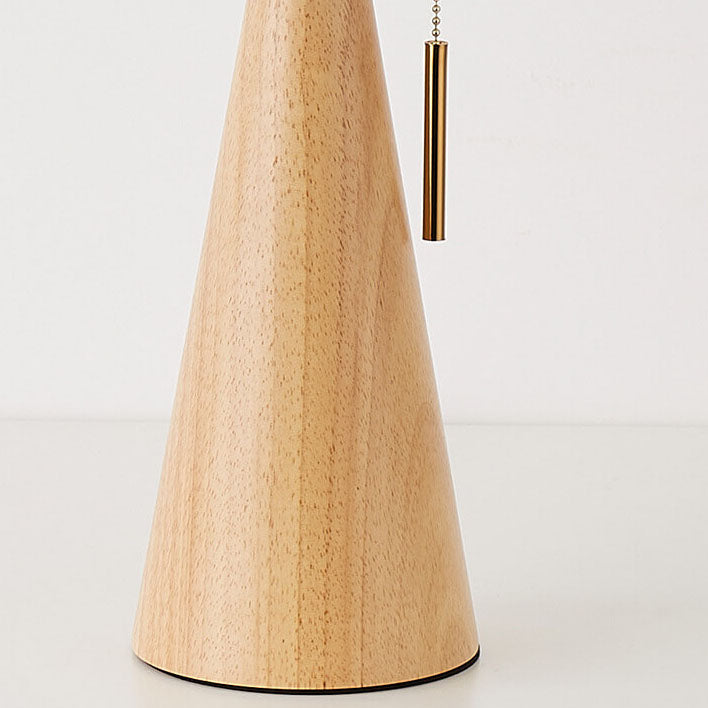 Japanese Minimalist Vintage Pleated Wood and Fabric LED Table Lamp