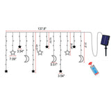 Solar-Powered LED Curtain Lights – Star & Moon Design, Outdoor Christmas String Lights for Patio, Garden and Camping