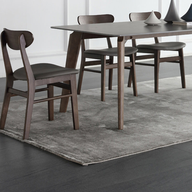Nordic Contemporary Rectangular Ash Wood Slab Dining Table & Chairs Set - Seats 4-6