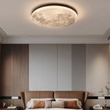 Nordic Minimalist Moon-Round LED Flush-Mount Ceiling Light with PVC Diffuser