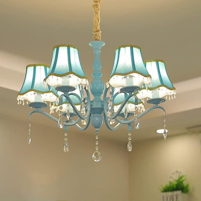 Elegant Modern Cone Iron Crystal Fabric Chandelier – 5/6/8-Light Options