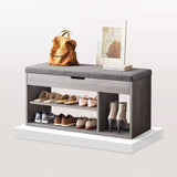 Modern Minimalist 3-Tier Shoe Storage Rack — Rectangular Design, Fabric & PU Leather Upholstery with Wood Frame for Entryways