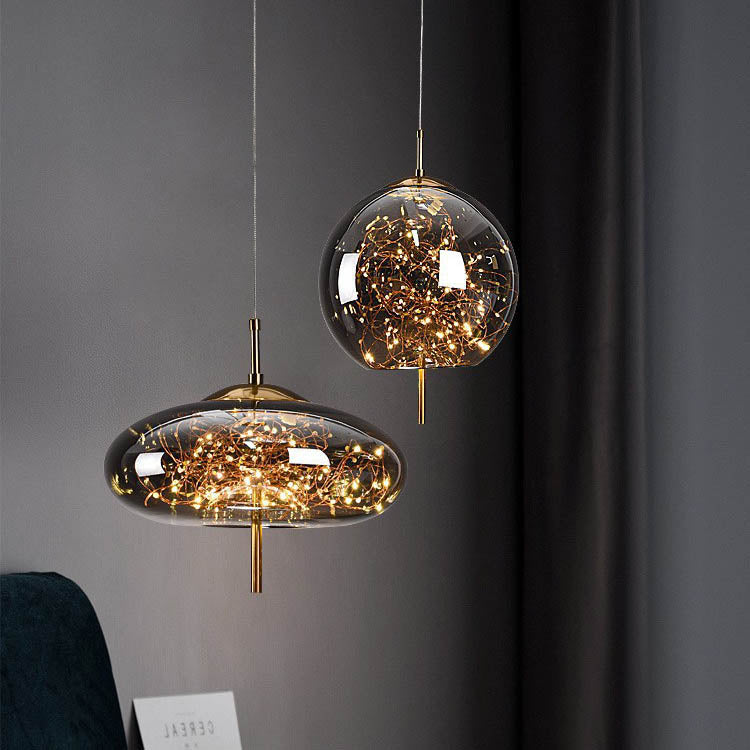 Sleek Contemporary Scandinavian Glass Cylinder Oval 1-Light Pendant for Bedroom