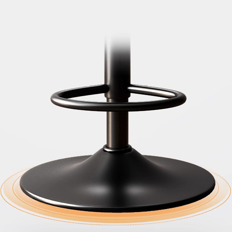 Modern Minimalist Round Upholstered Bar Stool with Curved Backrest in Microfiber Leather & Metal – Ideal Dining Room Chair