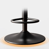 Modern Minimalist Round Upholstered Bar Stool with Curved Backrest in Microfiber Leather & Metal – Ideal Dining Room Chair