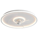Sleek Modern Acrylic Round LED Flush-Mount Ceiling Fan with Integrated Light