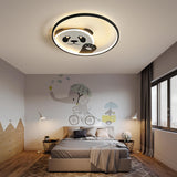 Adorable Cartoon Panda Round LED Flush Mount Ceiling Light