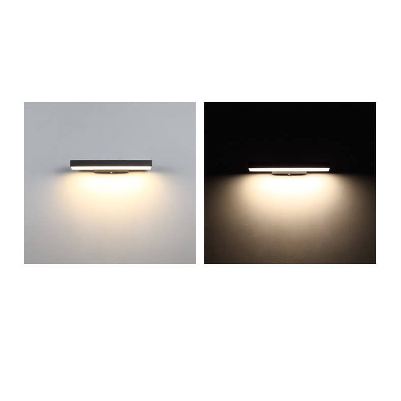 Sleek Modern Minimalist Rectangular Flat LED Sensor Wall Sconce Lamp – Outdoor Waterproof Exterior Lighting