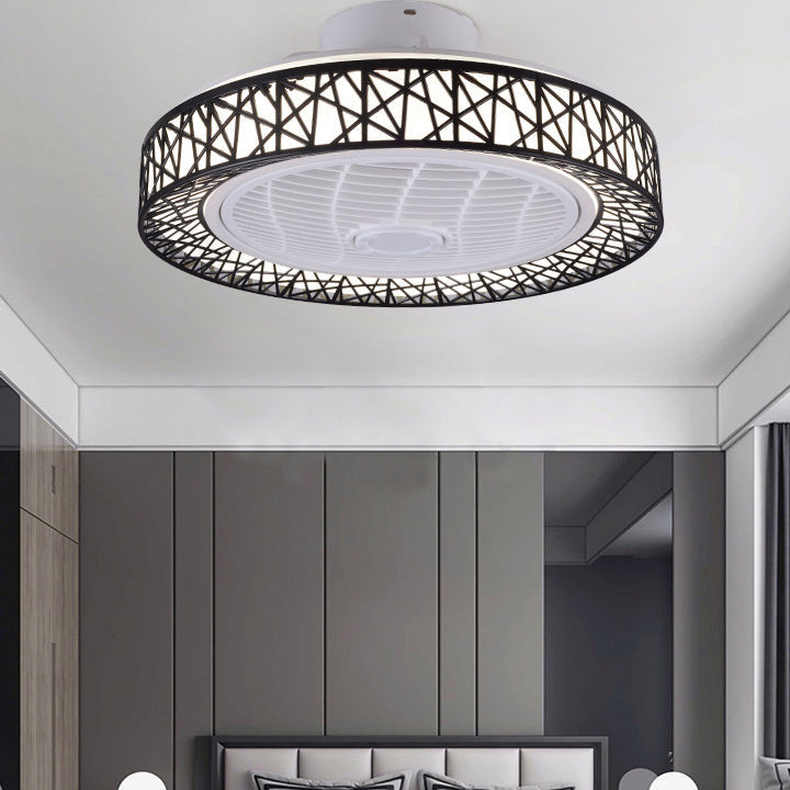 Luxurious Modern Round Lace LED Flush-Mount Ceiling Fan Light