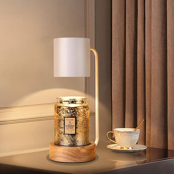 Japanese Minimalist Wooden Table Lamp with Dimmable Light, Timer, and Melting-Wax Glow (1-Light)