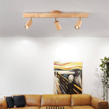 Japanese Minimalist Wooden LED Track Lighting, 2/3/4/5-Light, Semi-Flush Mount Ceiling Light
