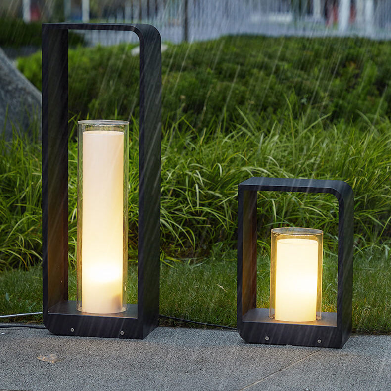 Modern Minimalist Square-Frame LED Landscape Light - Waterproof Stainless Steel & Acrylic for Outdoor Patio & Lawn