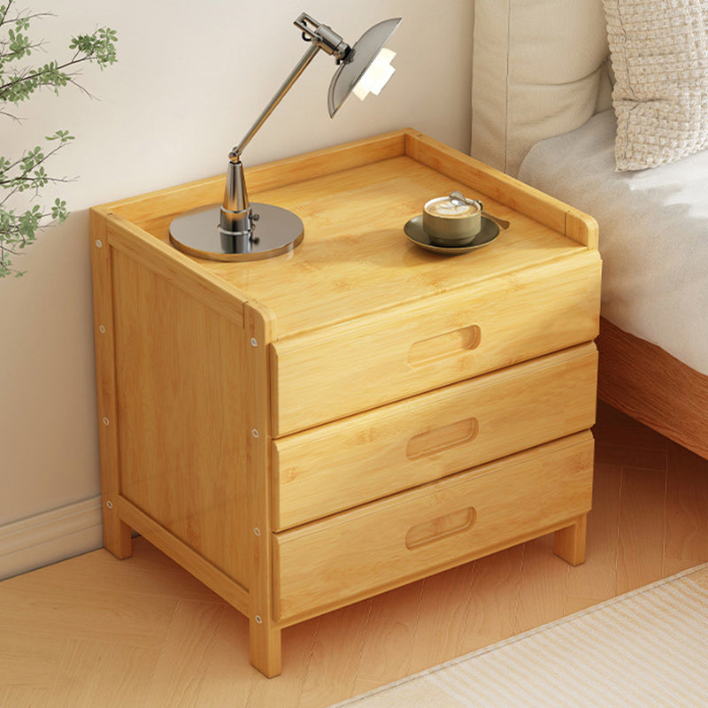 Sleek Modern Minimalist Rectangular Bamboo Nightstand with One-Third Drawer for Bedroom