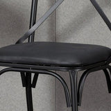 Contemporary Industrial PU Leather, Wood & Iron Dining Chair & Table Set with Square X-Back for Dining Room