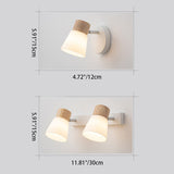 Modern Minimalist Horn-Accented Vanity Wall Sconce Lamp - Rubber Wood, Iron & Glass, One-Light