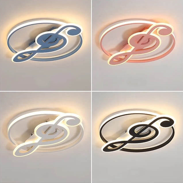 Nordic-Inspired LED Flush Mount Ceiling Light with Creative Music Notes Design