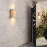 Yellow Travertine LED Wall Sconce – Modern Minimalist, Square-Rectangular Design for Outdoor Patio