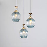 Nordic Gradient Glass Orb Three-Light Island Chandelier