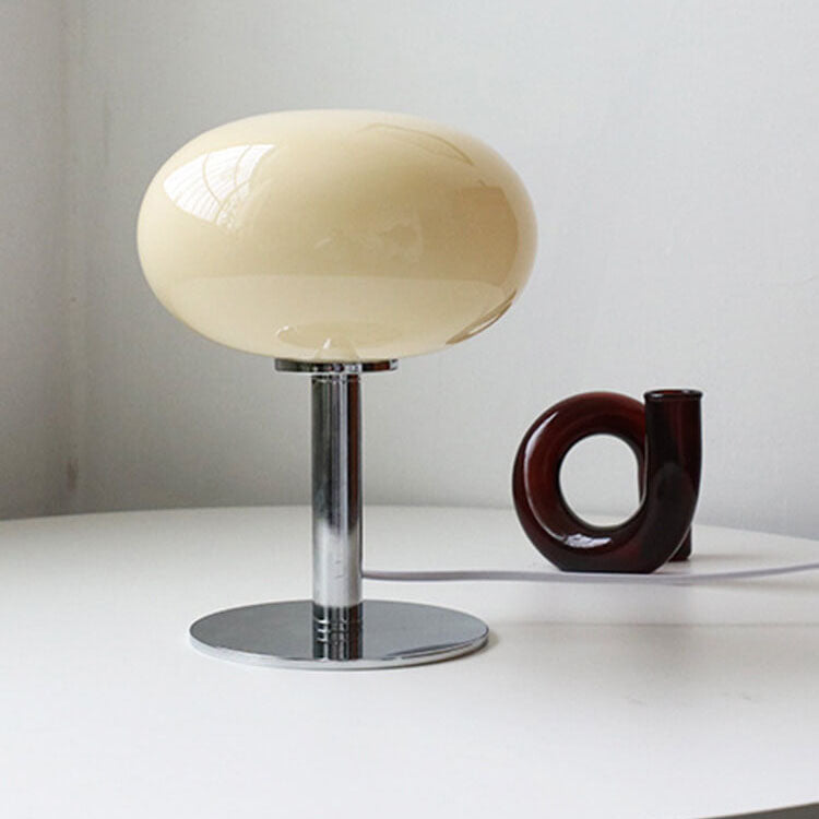 Elegant Nordic Vintage Cream Round Glass 1-Light Table Lamp