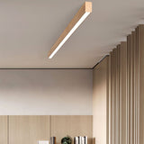 Sleek Modern Minimalist Wood-Grain Aluminum LED Flush-Mount Ceiling Light
