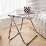 Sleek Contemporary Square End Table with Acrylic Metal Frame – Foldable for Living Room