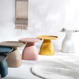 Modern Scandinavian Round Plastic Coffee Table with Sleek Column Base for Living Room