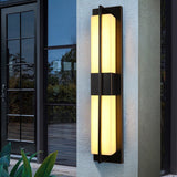 Elegant Modern-Transitional Rectangular Copper-Marble LED Outdoor Wall Sconce Lamp for Patio