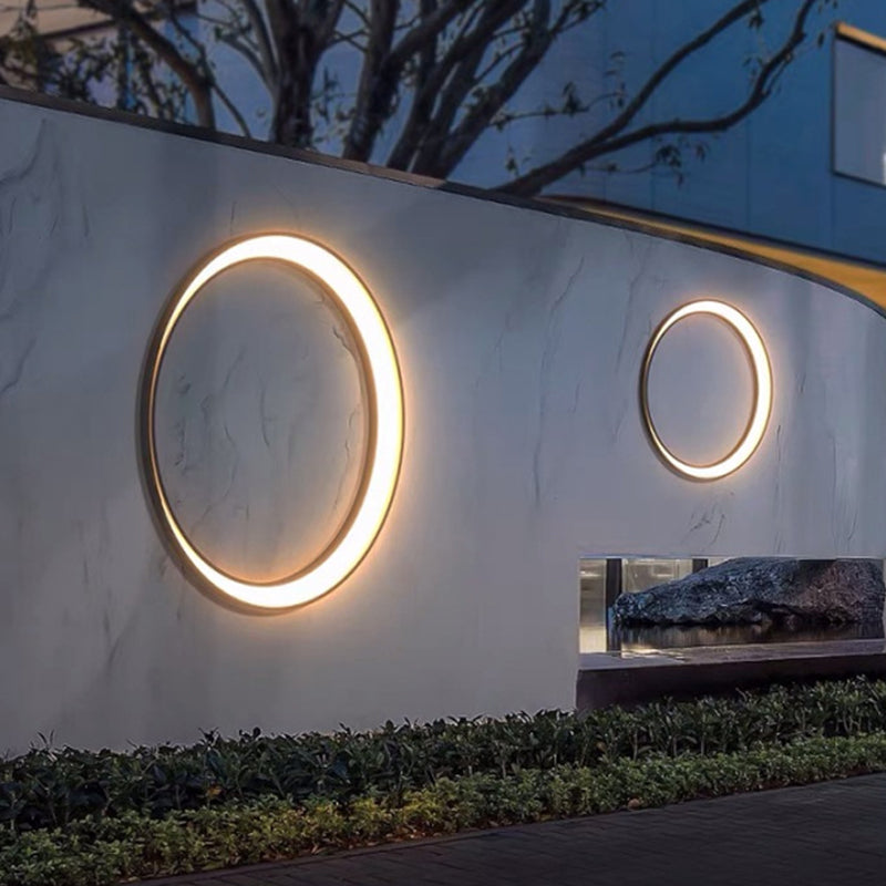 Sleek Modern Minimalist Crescent-Circle Stainless Steel LED Wall Sconce – Waterproof, Ideal for Outdoor Patio