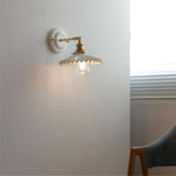Vintage Japanese Ceramic & Brass 1-Light Wall Sconce Lamp