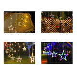 Solar-Powered LED Curtain Lights – Star & Moon Design, Outdoor Christmas String Lights for Patio, Garden and Camping
