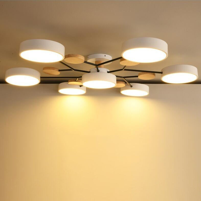 Contemporary Scandinavian LED Ceiling Light with Round Molecule Branch Design, Semi-Flush Mount for Living Room