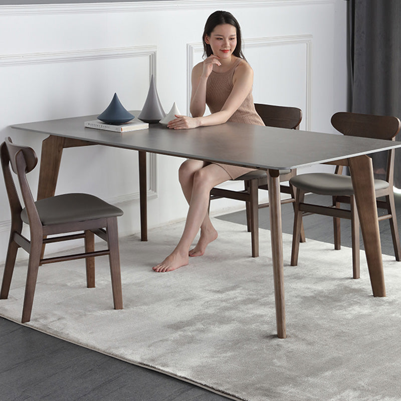 Nordic Contemporary Rectangular Ash Wood Slab Dining Table & Chairs Set - Seats 4-6